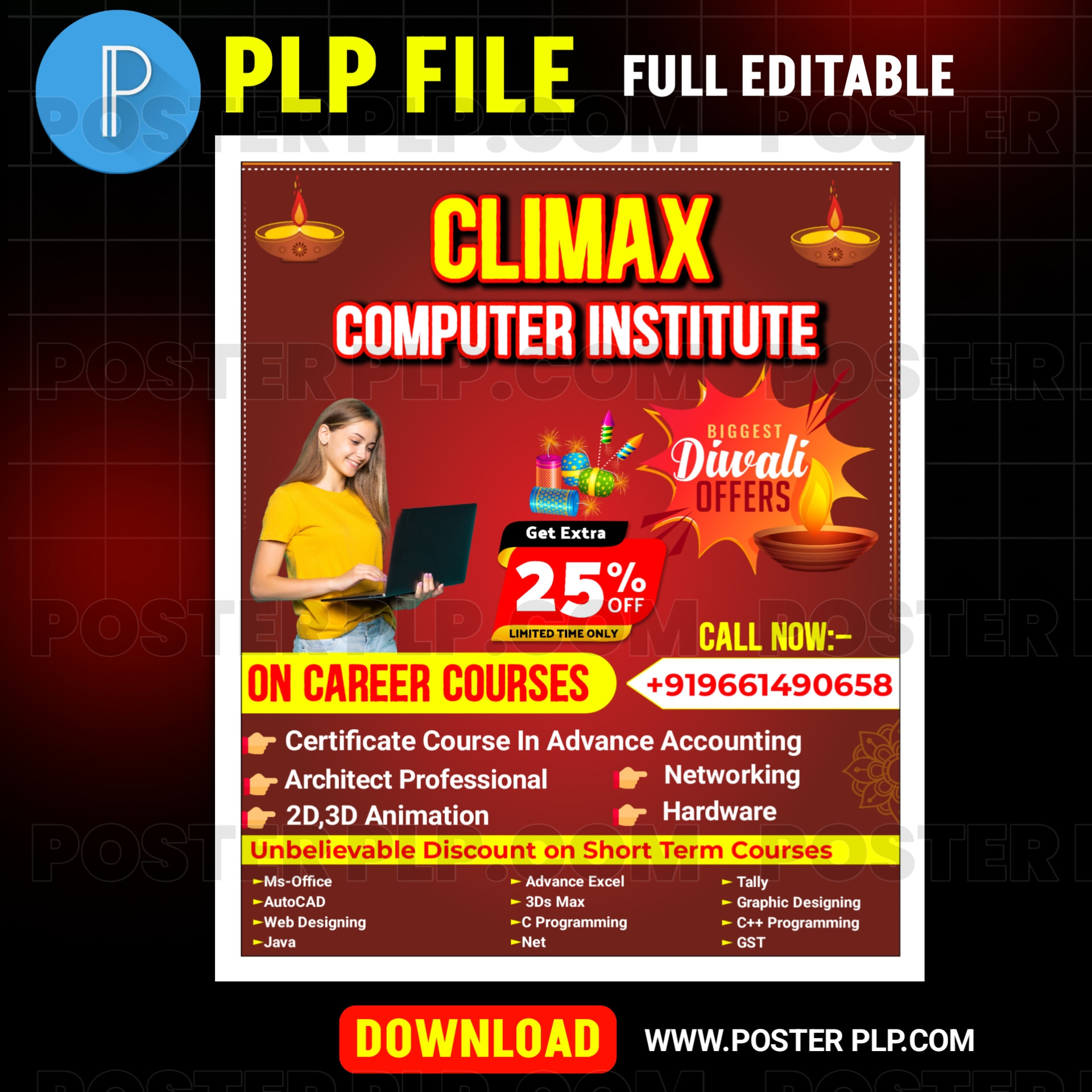 Computer institute poster plp file| Computer institute banner design plp file